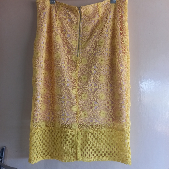 Tokito fluro yellow crochet pencil skirt - Picture 2 of 4